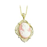 Gold Plated Sterling Silver Lady Cameo Pendant with Chain