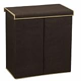 Household Essentials Double Sorter Hamper with Detachable Lid, Coffee Linen