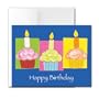 Birthday Cards - Cupcake Trio, box of 24 printer-compatible mini-cards & envelopes