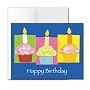 Birthday Cards - Cupcake Trio, box of 24 printer-compatible mini-cards & envelopes