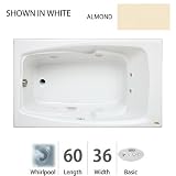 Jacuzzi CET6036 WRL 2XX A Almond Cetra 60 x 36 Cetra Drop In Comfort Whirlpool Bathtub with 8 Jets