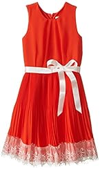 Girls Chiffon/Cotton/Polyester/Spandex Raglan Sleeves Lace Striped Print  Dress