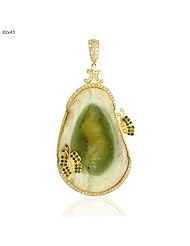 1.71cts Diamond Pave 33.8cts Gemstone 12.82gms Solid Yellow Gold Geode Pendant Silver Party Jewelry