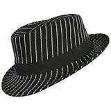 PINSTRIPED BLACK & WHITE WIDE BRIM DAPPER FEDORA HAT 41xVaKUUkIL. SL160 PINSTRIPED BLACK & WHITE WIDE BRIM DAPPER FEDORA HAT