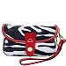 Dooney Bourke Zebra Flap Wristlet Bag Red Trim