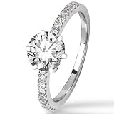 Classic Side Stone Prong Set Diamond Engagement Ring (ring Only) with a 1.2 Carat I-J VS2-SI1 Center Stone and 0.23 Carats of Side Diamonds (1.43 Cttw)