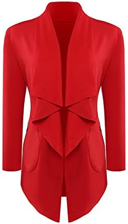 Womens Long Sleeve Open Front Fleece Cardigan Coat (XX-Large, Red)