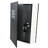 EIOU Locking Book Safe With Key Lock - Dictionary - Home Security and 2 Keys Included ,Steel Interior-Black-Small