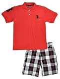 US Polo Assn Big Boys Red & Black-White Plaid 2Pc Short Set
