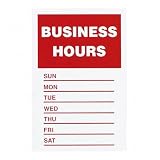 Advantus Business Hours Sign - Business Hour Preprinted - 8 x 12 - Plastic - White, Red