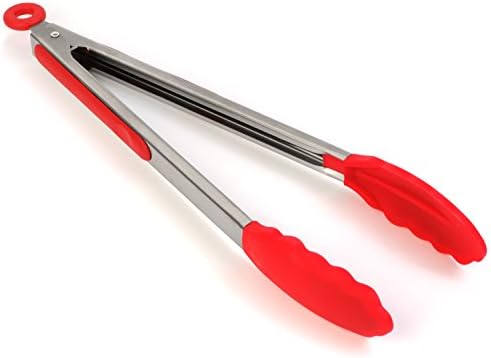 Silicone Kitchen Tongs By Devulj - Non-Stick Friendly, Stainless Steel Salad Tongs With Heat-Resistant Silicone Tips - 12" Tongs For Griller Turner, BBQ, Serving Asparagus, Appetizer Food, Candy