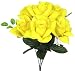 Silk Roses - Artificial Diamond Rose Bush with Vein Yellow (Set of 12 Bushes)