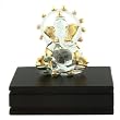 Crystal Ganesha Statue Playing Dholak on a Wood Finish Base