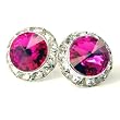 Hot Pink Fuscia 15mm Crystal Stud Earrings Made with Swarovski Elements