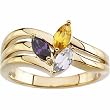 14K Yellow Gold Sky Blue Topaz, Amethyst and Citrine Ring