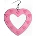 Large Plastic Heart Earring In Pink with Silver Finish