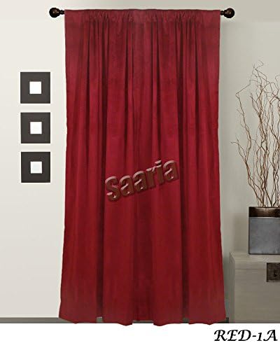 SAARIA Red Panel 100% Thermal Blackout School Media Room Stage Events Show Hall Window Curtain 20 ft W X 10 ft H