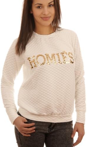 Balingi Sweater with Homies imprint for women BA10269, Größe:M/L;Farbe:Weiss