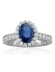 Vintage Inspired Natural Sapphire Diamond Engagement Ring in Platinum Halo... by My Love Wedding Ring