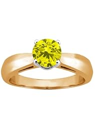 0.80 Ct Round Canary SI1/SI2 Diamond 14K Yellow Gold Ring