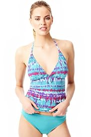 Halterneck Tie Dye Tankini Top