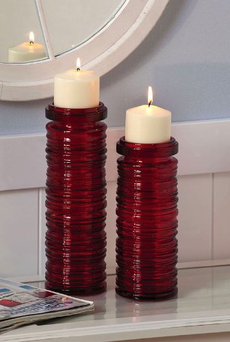 Recycled Glass Cynlinder Rings 2 Red