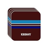 Personal Name Gift - "KRISSY" Set of 4 Mini-Mousepad Coasters (blue design)