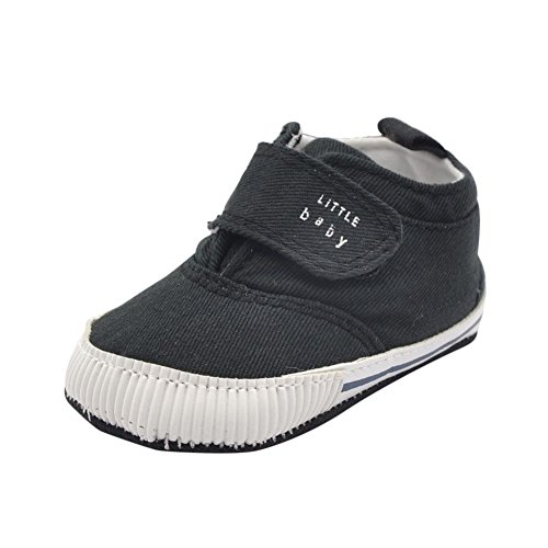 Weixinbuy Baby Boy's Canvas Soft Sole Velcro Sneaker High Shoe Black M