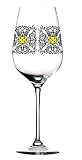 Black/Yellow Scroll Print Stemware Glass