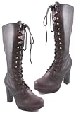 Sexy Granny Platform Lace-up Boots Chunky Heels