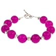 Handmade Pink Ruby Quartz Bracelet With Silver Flower Beads