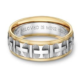 Parisian cross engraved bible. mens wedding ring