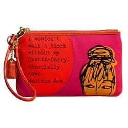 Coach Bonnie Canvas Retro Graphic Wristlet Wallet Case Bag Large 42572 Orange Fuchsia