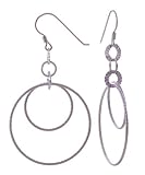 Sterling Silver Diamond Cut Double Circle Earrings