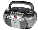 Elta 6774 Tragbarer Stereo Radiorekorder (CD-Player, UKW-/MW-Tuner, Kassttendeck, 50 Watt PMPO Verstärker, Teleskopantenne, Lautsprecher) grau