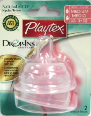 Playtex Drop-Ins NaturaLatch Silicone Nipple - Medium Flow (2-Count) (4-Pack)