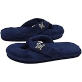 MLB Milwaukee Brewers Ladies Navy Blue Plush Thong Slippers (9/10)
