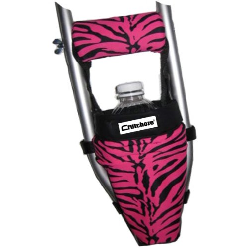 Crutcheze Pink Zebra Crutch Bag, Pouch, Pocket, Tote