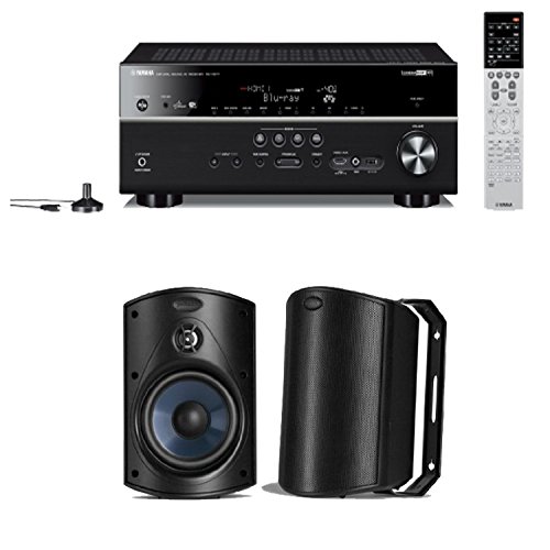 Yamaha RX-V677 7.2-channel Wi-Fi Network AV Receiver Plus A Pair of Polk Audio Atrium 4 All-Weather Speakers in Black