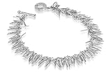 14K White Gold Matte-Finish Hand-Crafted Textured Rosemary Leaves Bracelet.