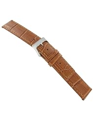18mm Speidel Alligator Grain Padded Genuine Leather with Square Tip and Tone on Tone Stitching Brown Tan Watch Band