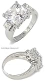 Three Stone CZ Rings - Princess Cut 3 Stone CZ Engagement Ring