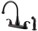 Price Pfister 036-4DYY Treviso Double Handle Kitchen Faucet with Side Spray, Tuscan Bronze