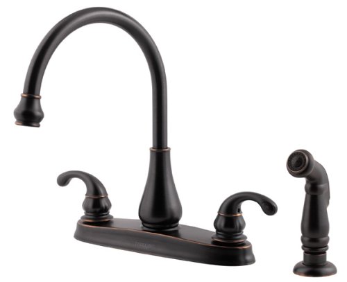 Price Pfister 036-4DYY Treviso Double Handle Kitchen Faucet with Side Spray, Tuscan Bronze