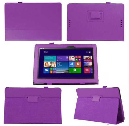 Sannysis 1PC High Quality Leather Case Stand Cover For 10.1" ASUS Transformer Book T100 T100TA Tablet PC (Purple)