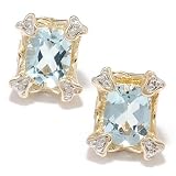 14K Rose or Yellow Gold Morganite, Aquamarine or Peridot & Diamond Earrings