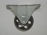 Rigid caster, 2 1/2 diameter x 1 wide sintered iron wheel with plain bearing. 200 pound load capacity.