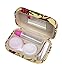 JAVOedge Beige Owl Print Contact Lens Travel Kit with Mirror, Solution Bottle, Tweezers and Twist Top Caps