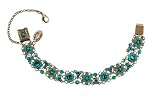 Elegant Michal Negrin Bracelet Decorated with Sparkling Turquoise Swarovski Crystals, Hand Painted Flowers, Glass Beads and Brass Ornaments; Vintage Loking - Special Ordered and Shipped by Genuvo within 2 to 3 Weeks