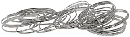 Crystalbella Creative Textured Heart Moon Infinity Multi Bangle Set (30 PC) Gift Jewelry